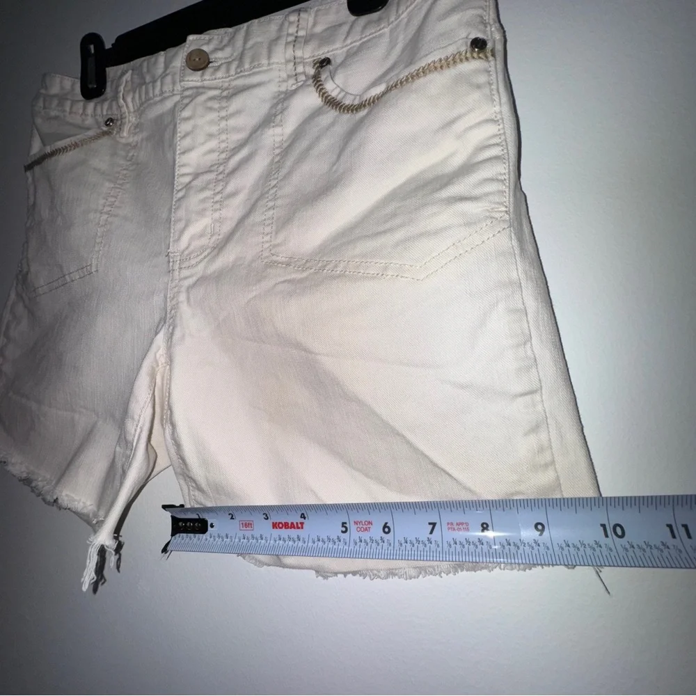 Nautica‎ Shorts Size 6 Beige Denim Cutoff Raw Hem Casual Summer Cotton Blend